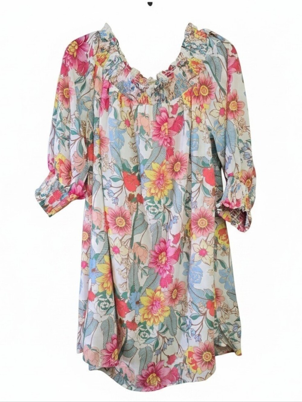 Umgee Floral Midi Dress in Pink, Yellow, Blue, Green
